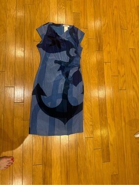 Blue Anchor-Print Sheath Dress - Women Max Mara